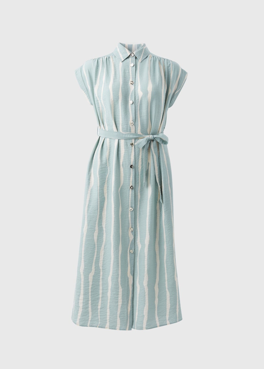 Et Vous Sage Stripe Midi Shirt Dress