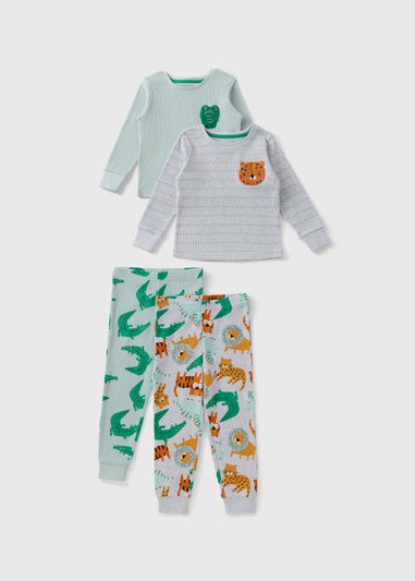2 Pack Boys Grey/Green Safari Pyjamas (1-7yrs)