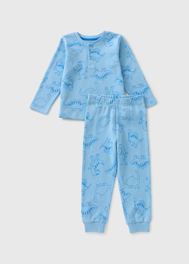 Boys Blue Dino Waffle Pyjama Set (1-7yrs)
