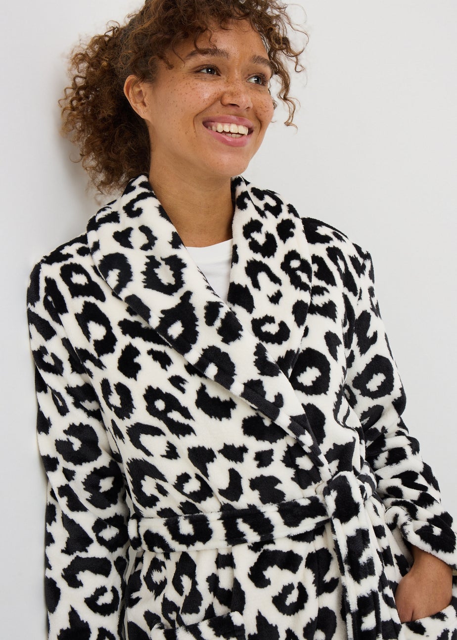 Black Mono Animal Print Dressing Gown