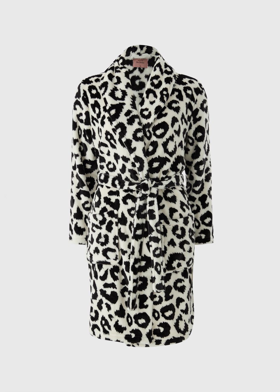 Black Mono Animal Print Dressing Gown