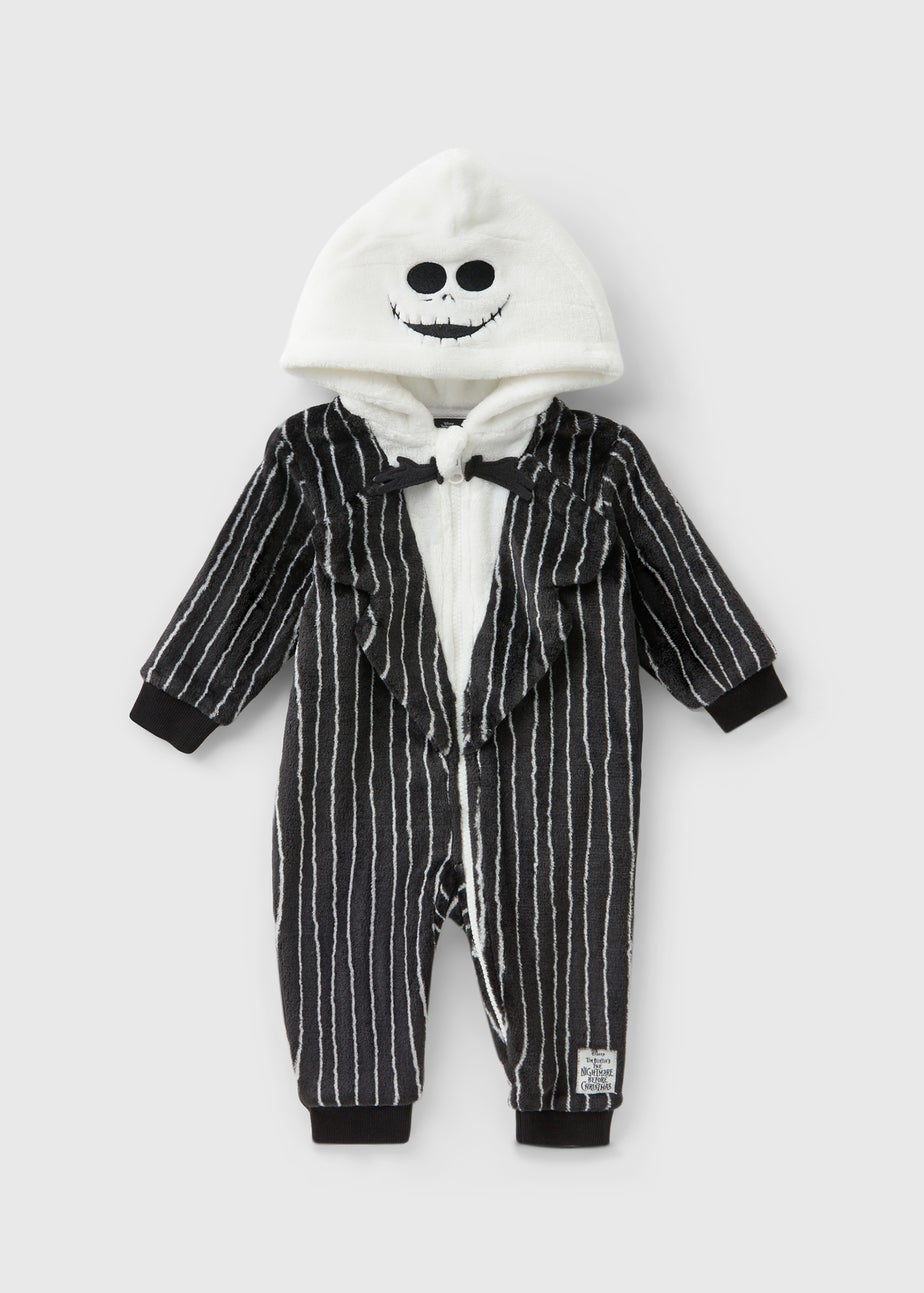 Jack Skellington Baby Black Fleece Pramsuit (Newborn-18mths)