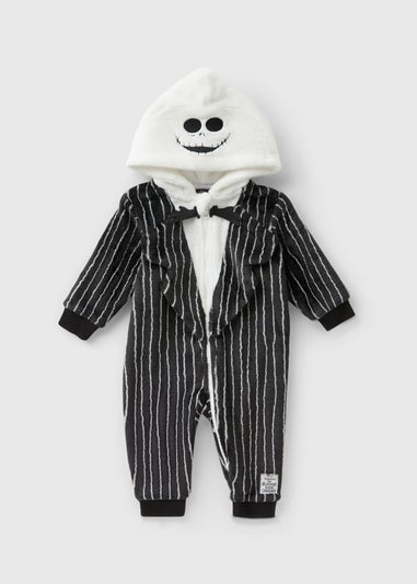 Jack Skellington Baby Black Fleece Pramsuit (Newborn-18mths)