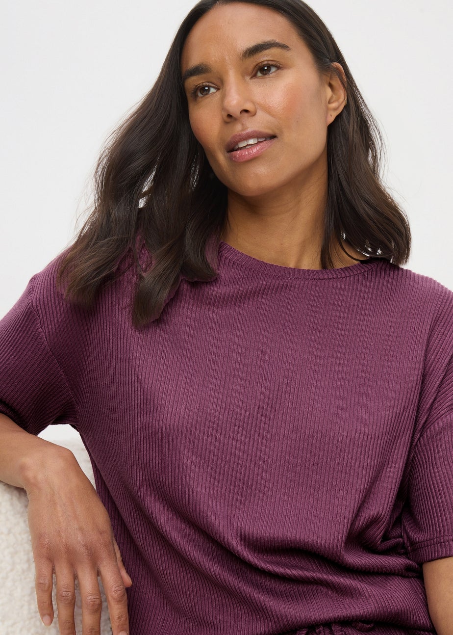 Plum Brushed Waffle Pyjama Set