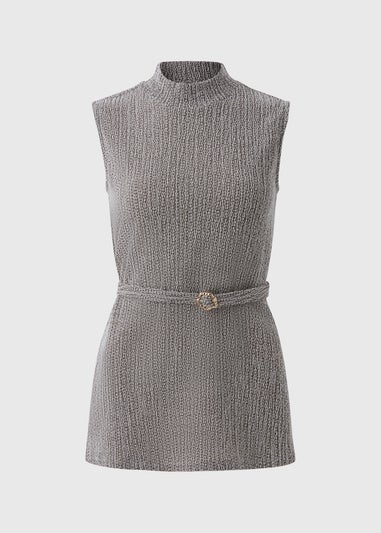 Et Vous Grey Textured Belted Co-Ord Tunic Top