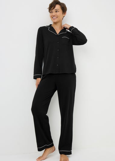 Black Traditional Long Pyjama Set