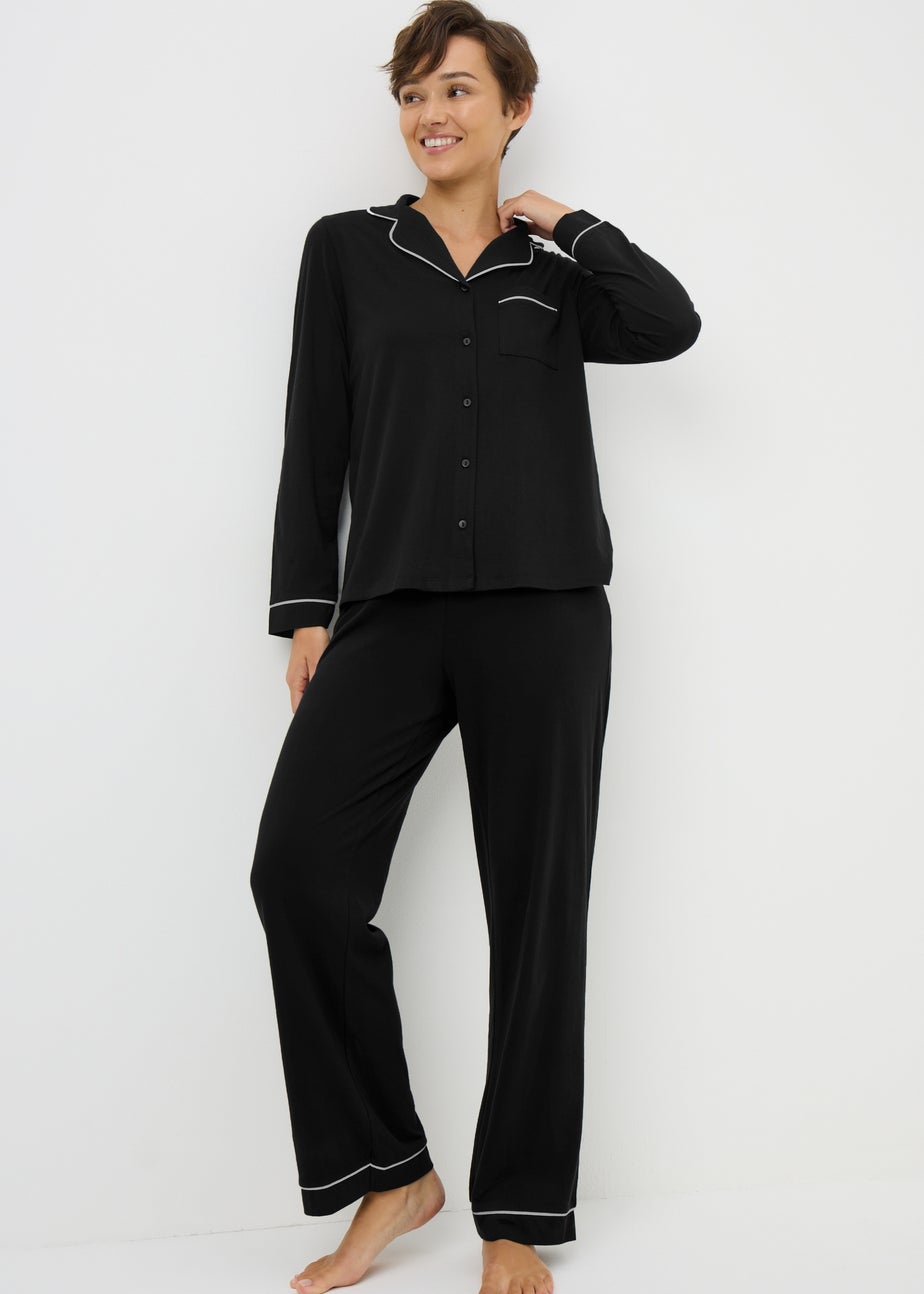Black Traditional Long Pyjama Set