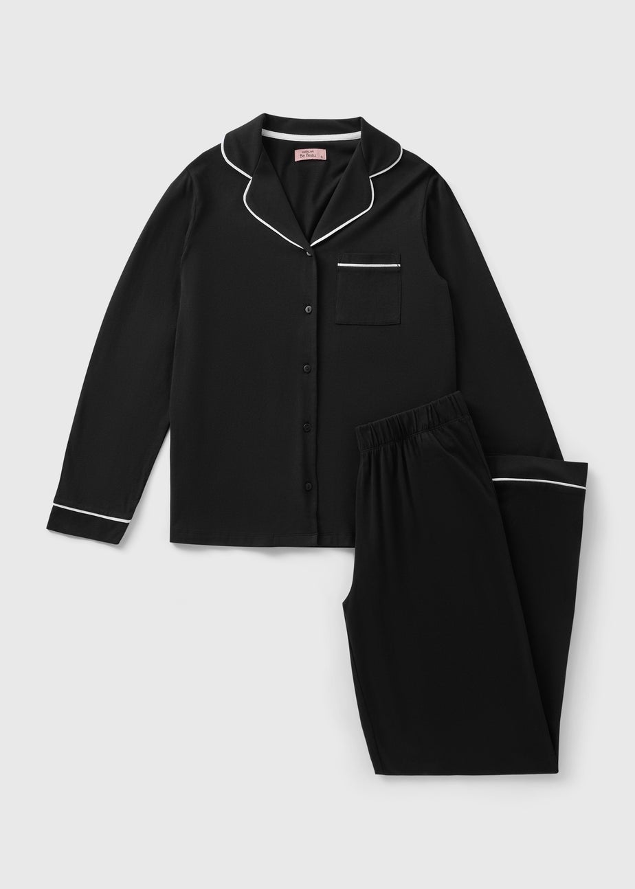 Black Traditional Long Pyjama Set