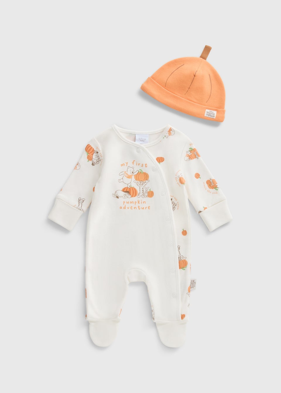 Disney Baby Cream Winnie The Pooh Pumpkin Sleepsuit & Hat Set (Newborn-18mths)