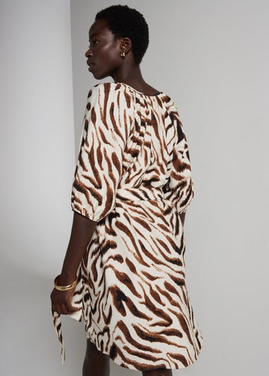 Et Vous Brown Popover Zebra Mini Dress