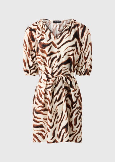 Et Vous Brown Popover Zebra Mini Dress