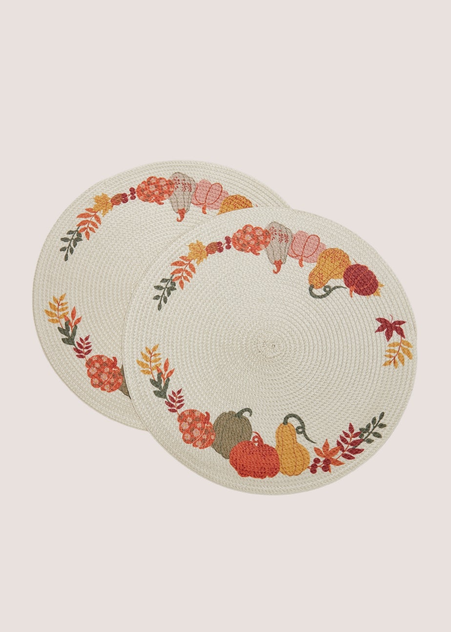 2 Pack Cream Autumn Print Placemats