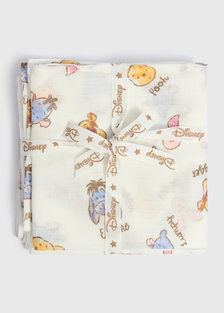 3 Pack Cream Winnie The Pooh Muslin Cloths