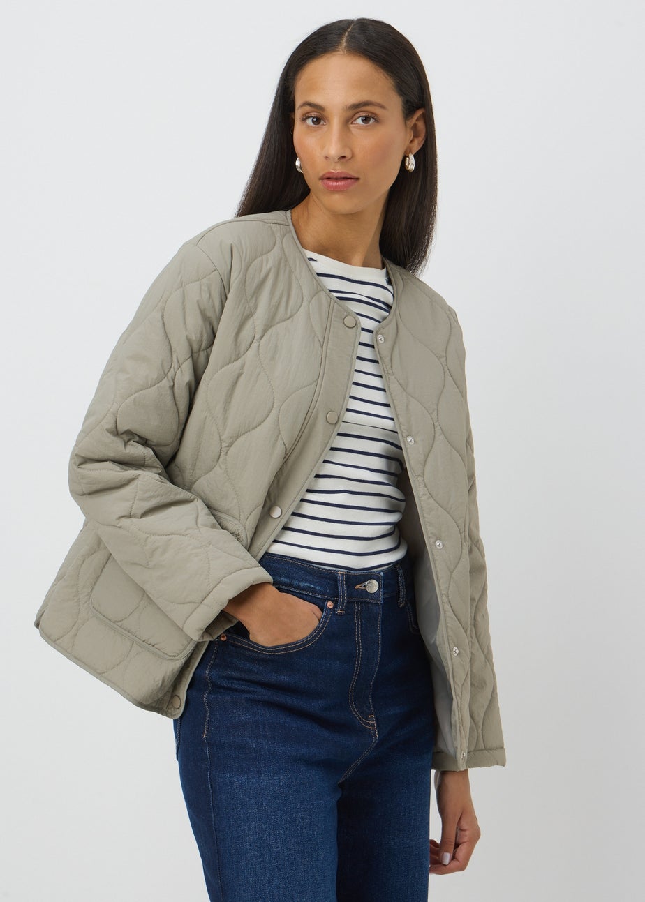 Sage Quilted Plain Jacket