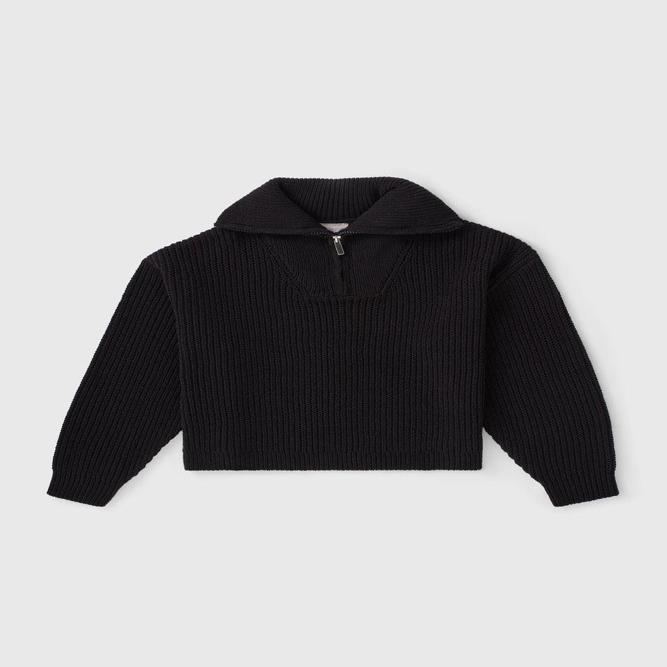 Girls Black Funnel Neck Zip Jumper (7-15yrs)