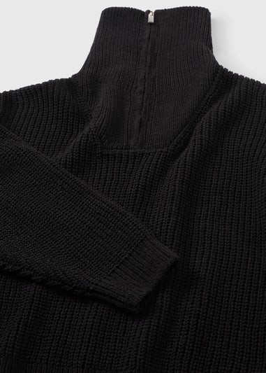 Girls Black Funnel Neck Zip Jumper (7-15yrs)