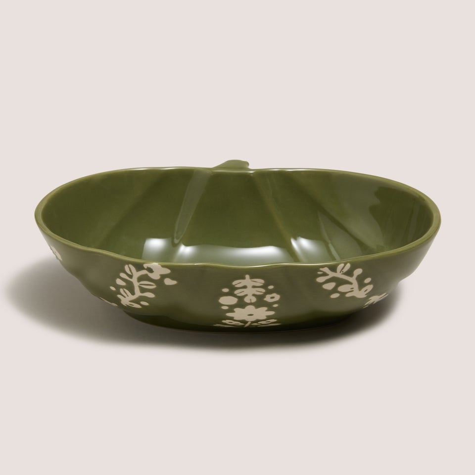 Green Autumn Floral Bowl