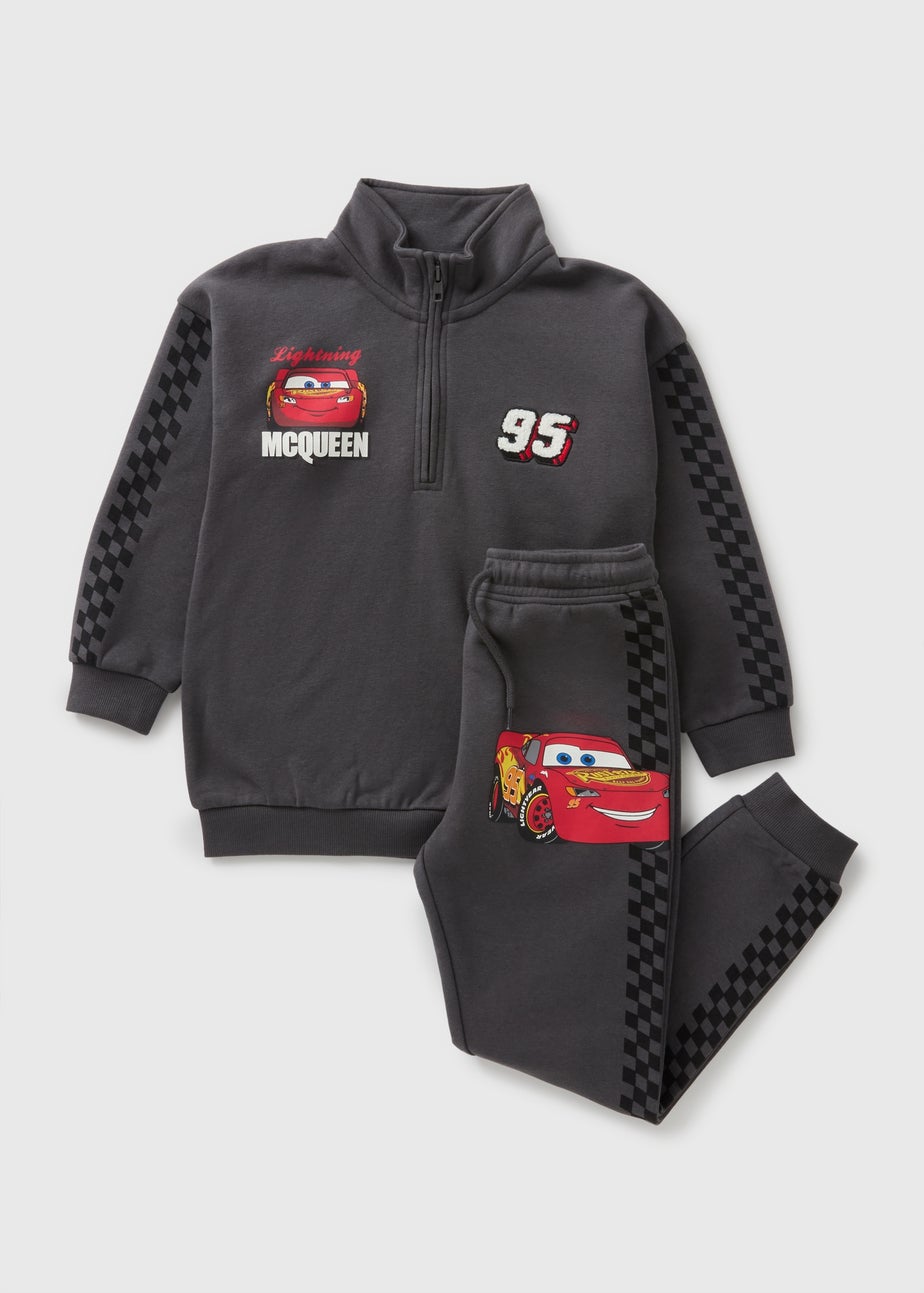 Car Boys Grey 1/4 Zip Sweatshirt & Jogging Bottom Set (1-7rs)