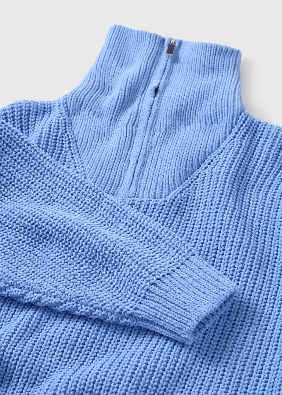 Girls Blue Funnel Neck Zip Jumper (7-15yrs)