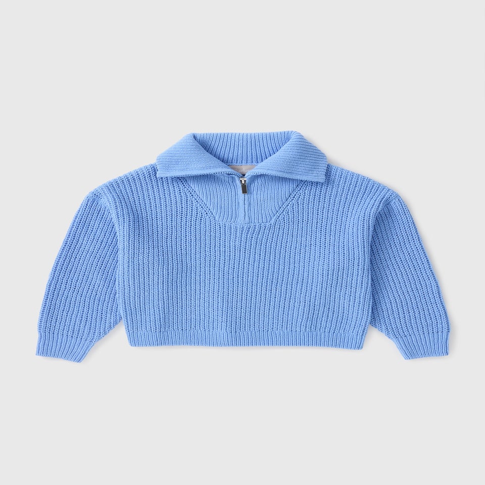 Girls Blue Funnel Neck Zip Jumper (7-15yrs)