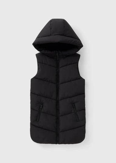 Girls Black Hooded Gilet (7-15yrs)