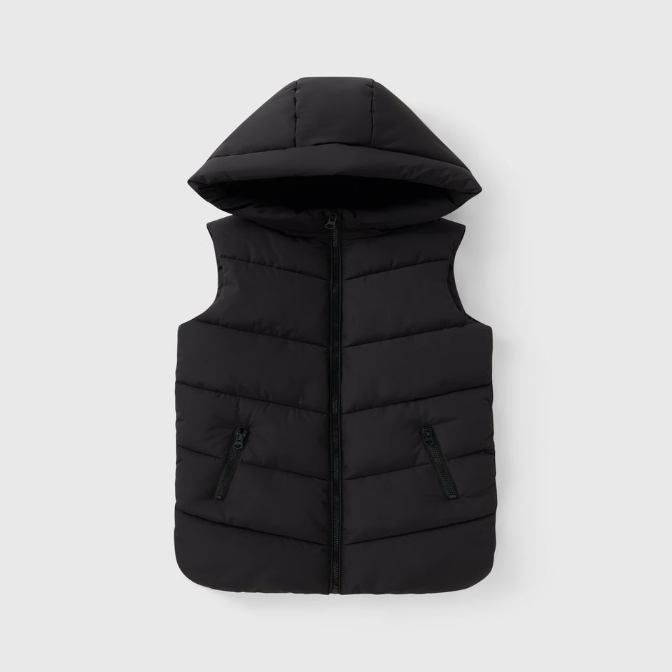 Girls Black Hooded Gilet (7-15yrs)