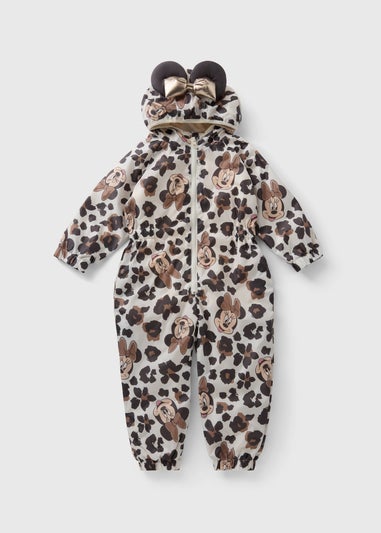 Disney Girls Cream Leopard Minnie Mouse Puddle Suit (1-7yrs)