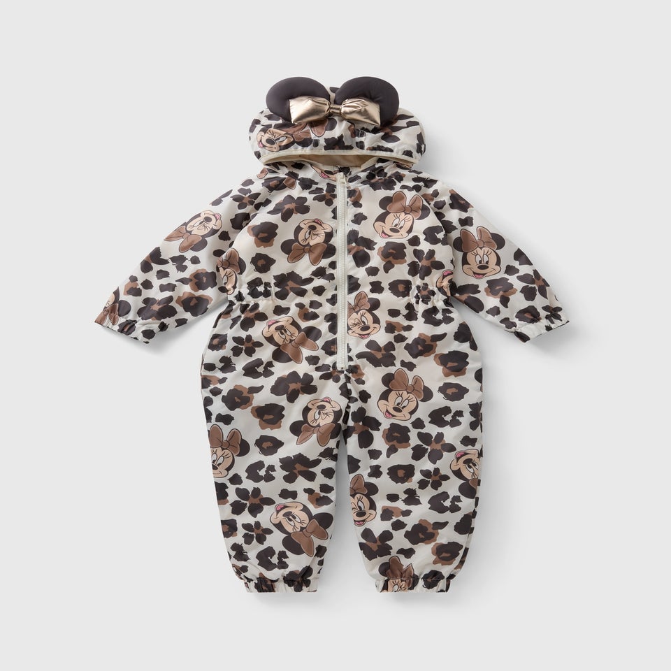 Disney Girls Cream Leopard Minnie Mouse Puddle Suit (1-7yrs)