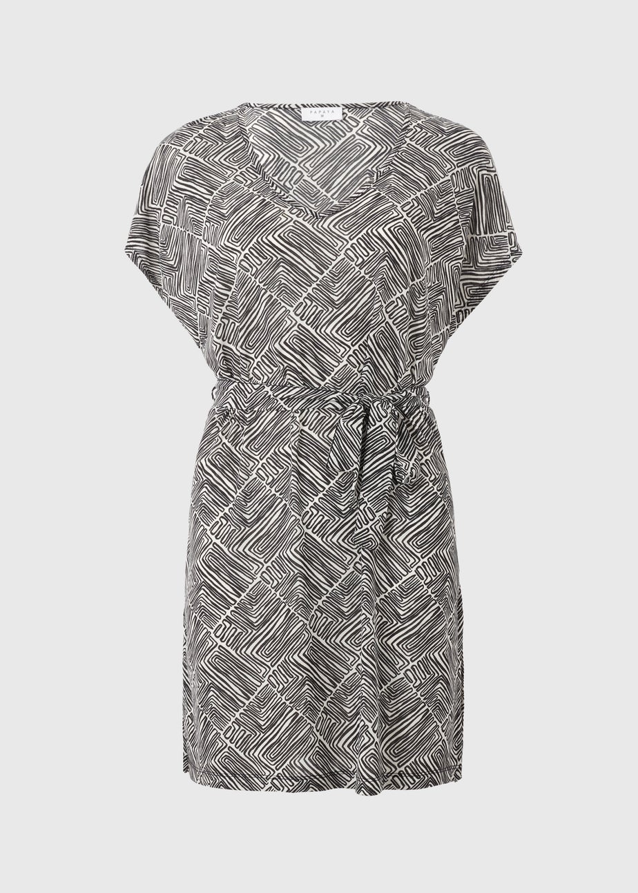 Black Mono Geometric Kaftan