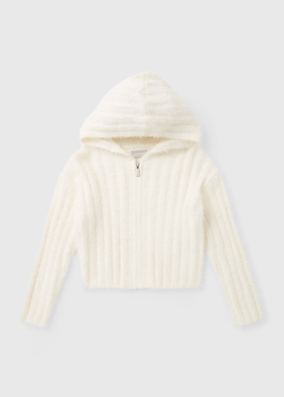 Girls Cream Fluffy Zip Cardigan (7-15yrs)
