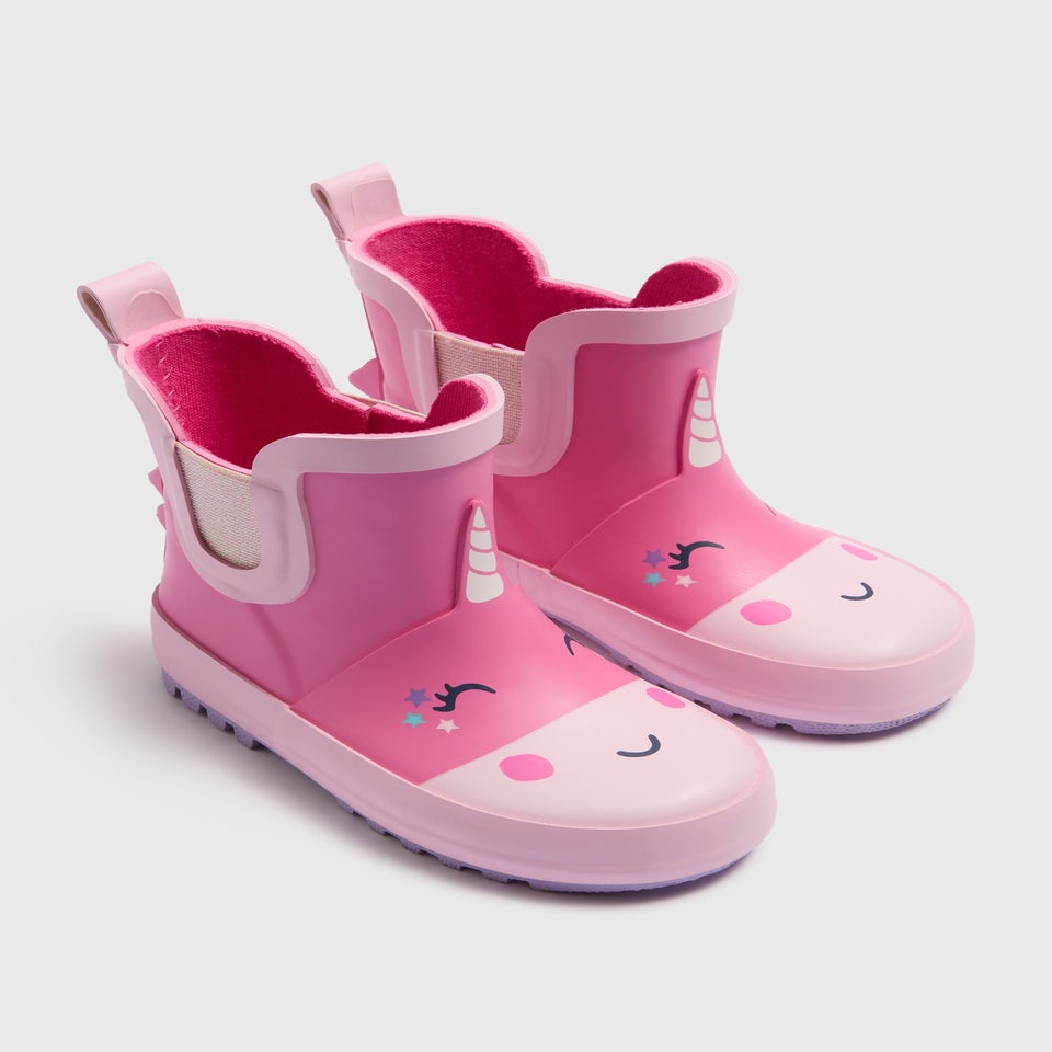 Girls Pink Unicorn Chelsea Wellies (Infant 4-12)