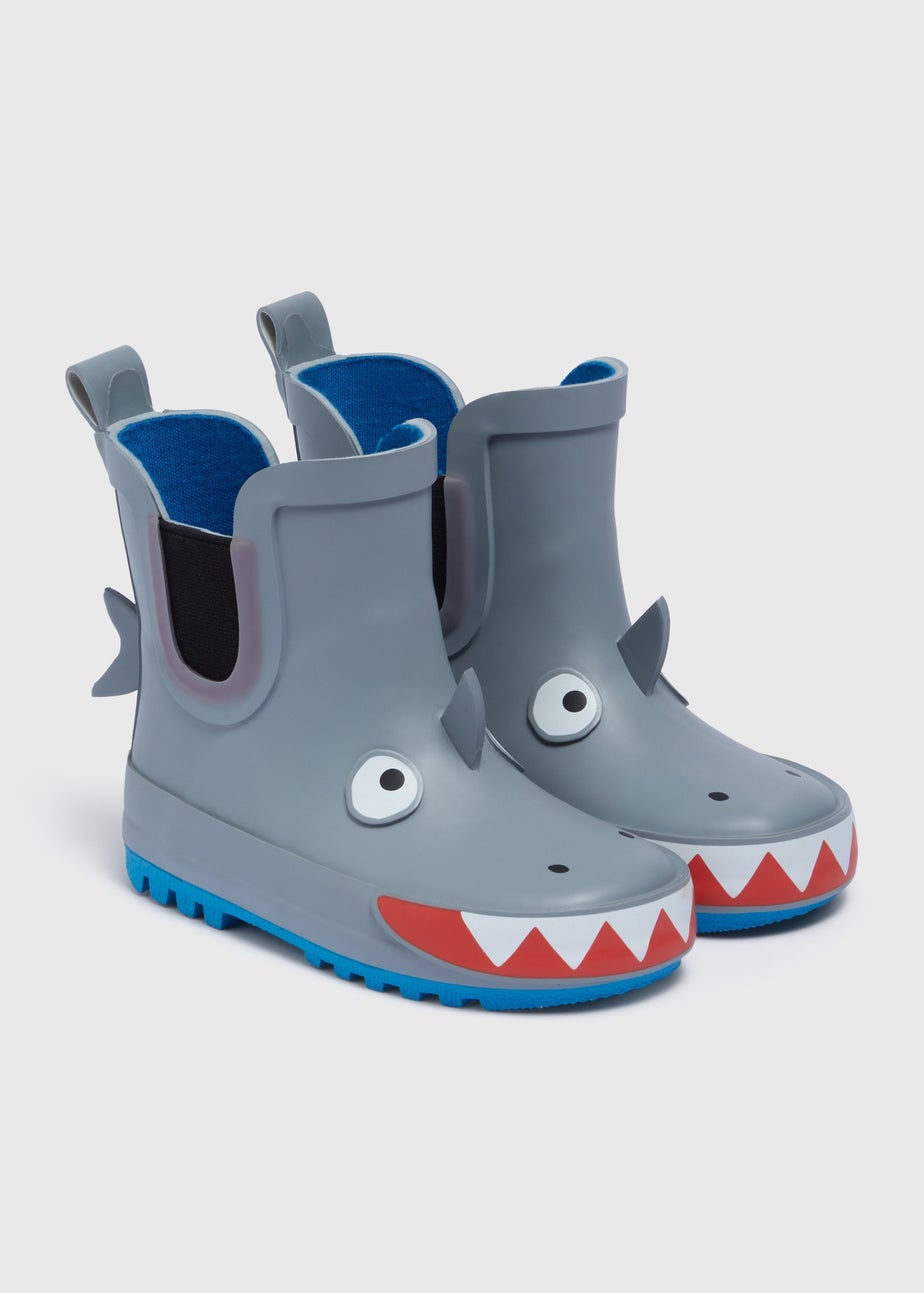Boys Grey Shark Chelsea Wellies (Infant 4-12)