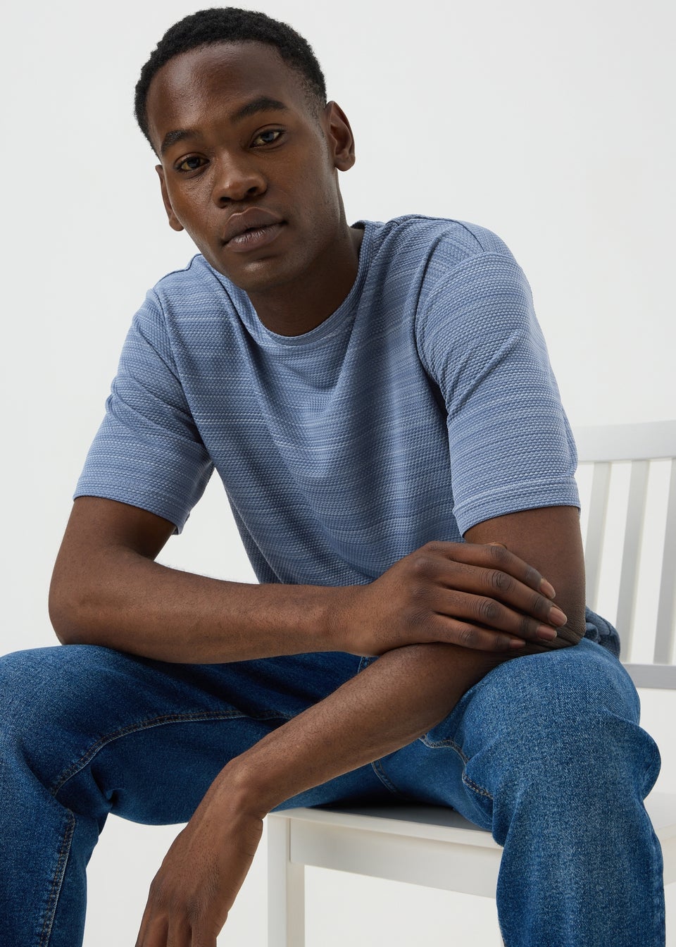 Blue Stripe Textured T-Shirt