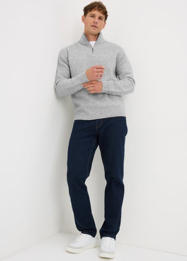 Grey Cosy Rib Quarter Zip