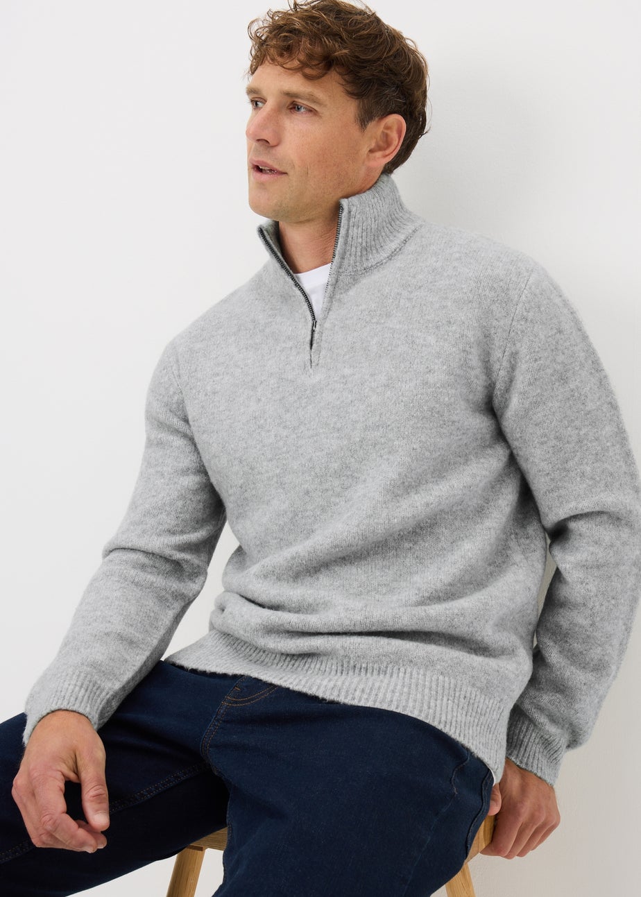Grey Cosy Rib Quarter Zip