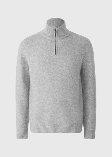 Grey Cosy Rib Quarter Zip