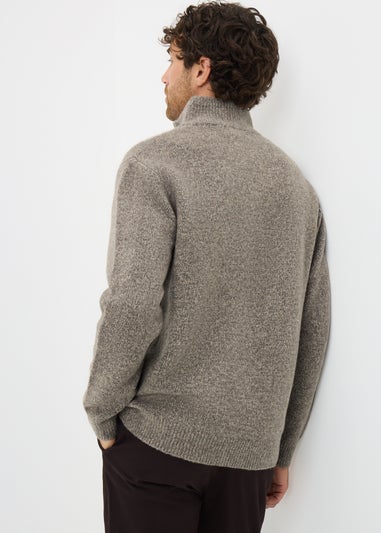 Brown Cosy Ribbed 1/4 Zip