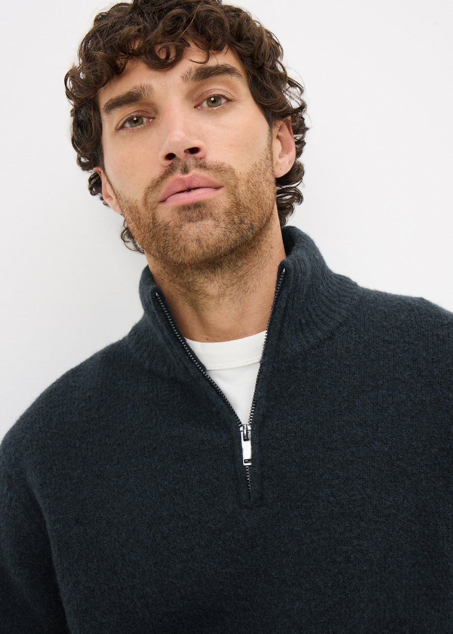 Navy Cosy Rib 1/4 Zip Jumper