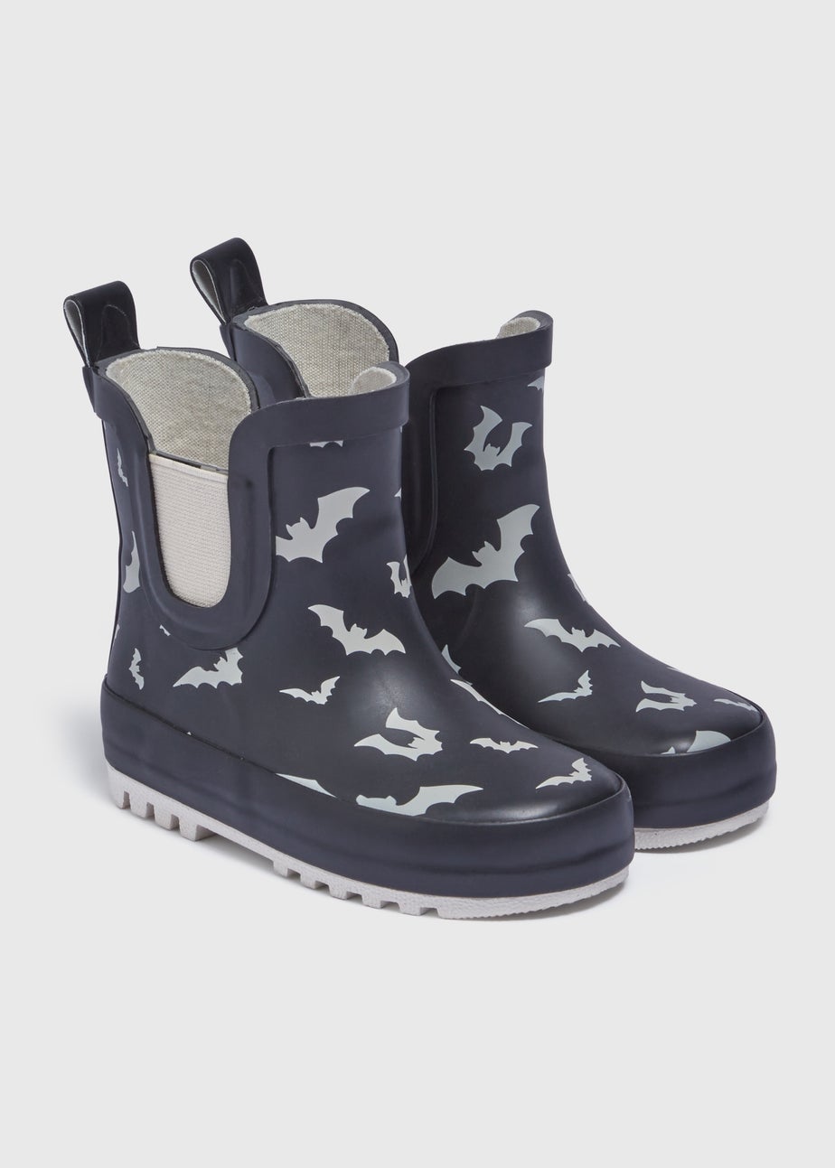 Boys Black Bat Chelsea Wellies (Younger 4-12) Matalan