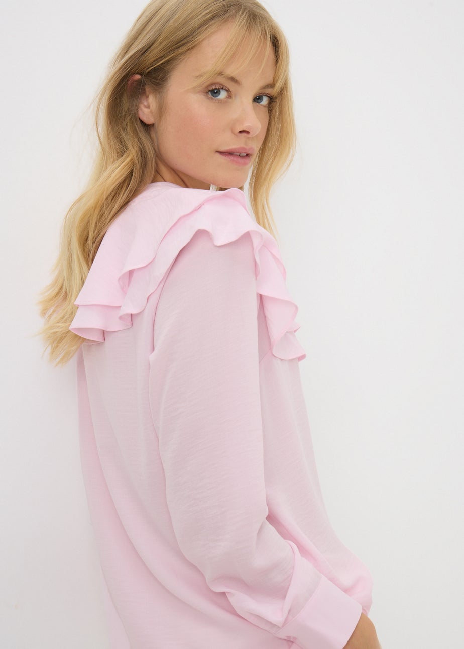 Pink Double Ruffle Blouse