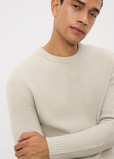 Ecru Long Sleeve Crew Neck Jumper