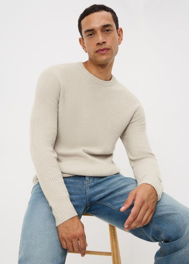 Ecru Long Sleeve Crew Neck Jumper