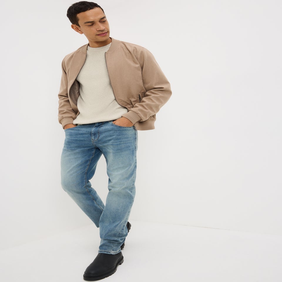 Ecru Long Sleeve Crew Neck Jumper