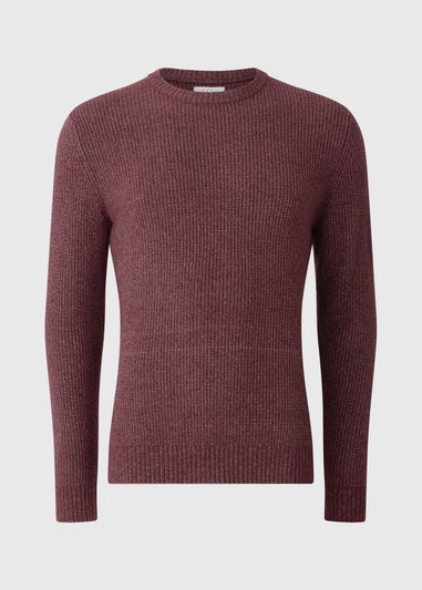 Burgundy Ribbed Crew Jumper