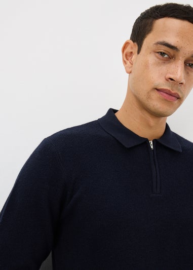 Navy Smart Rib Polo Shirt