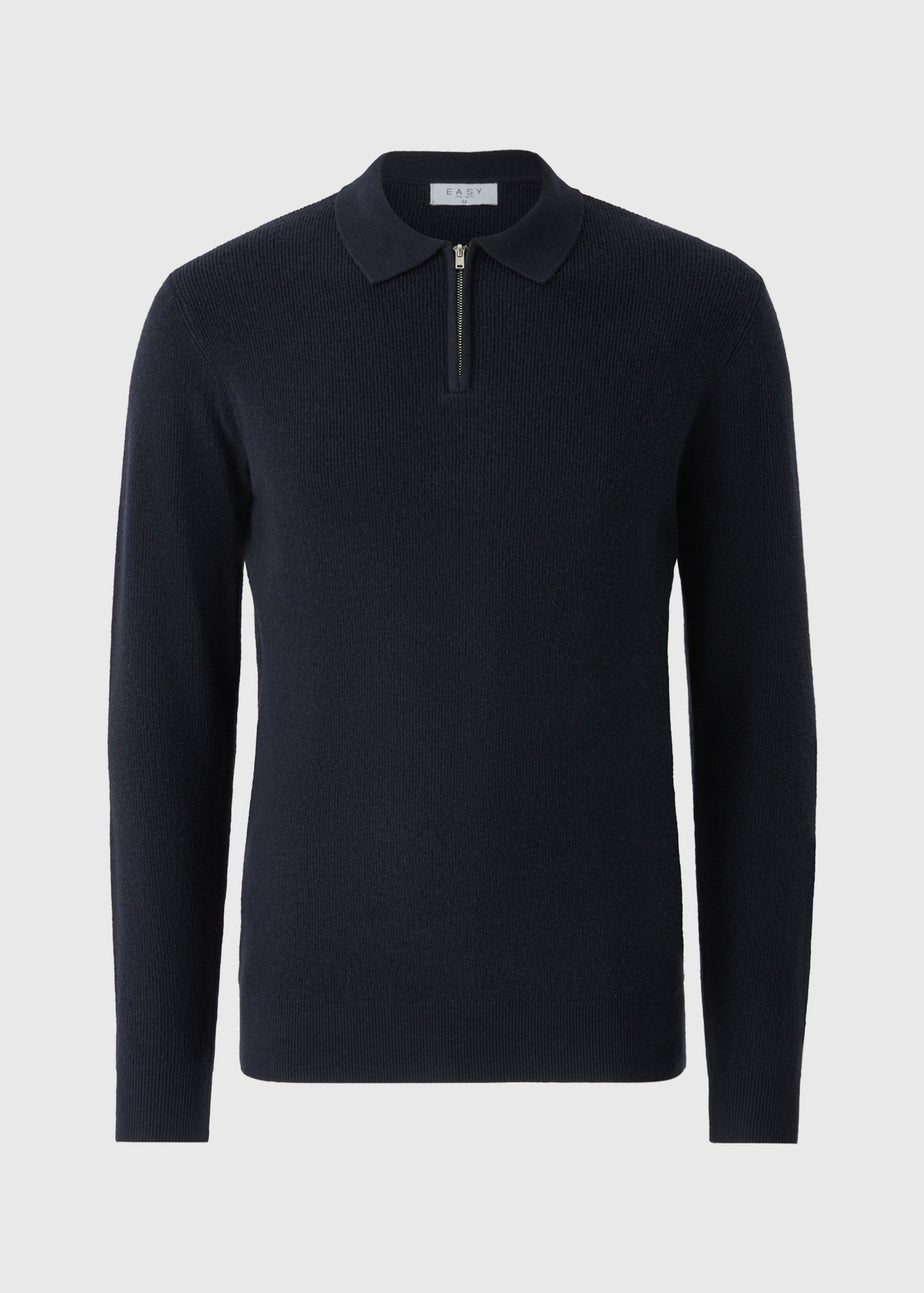 Navy Smart Rib Polo Shirt