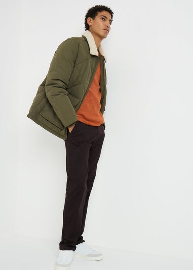 Orange Ribbed Crew Neck Jumper