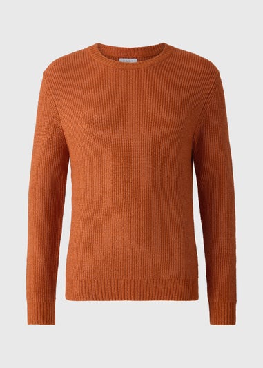 Orange Ribbed Crew Neck Jumper