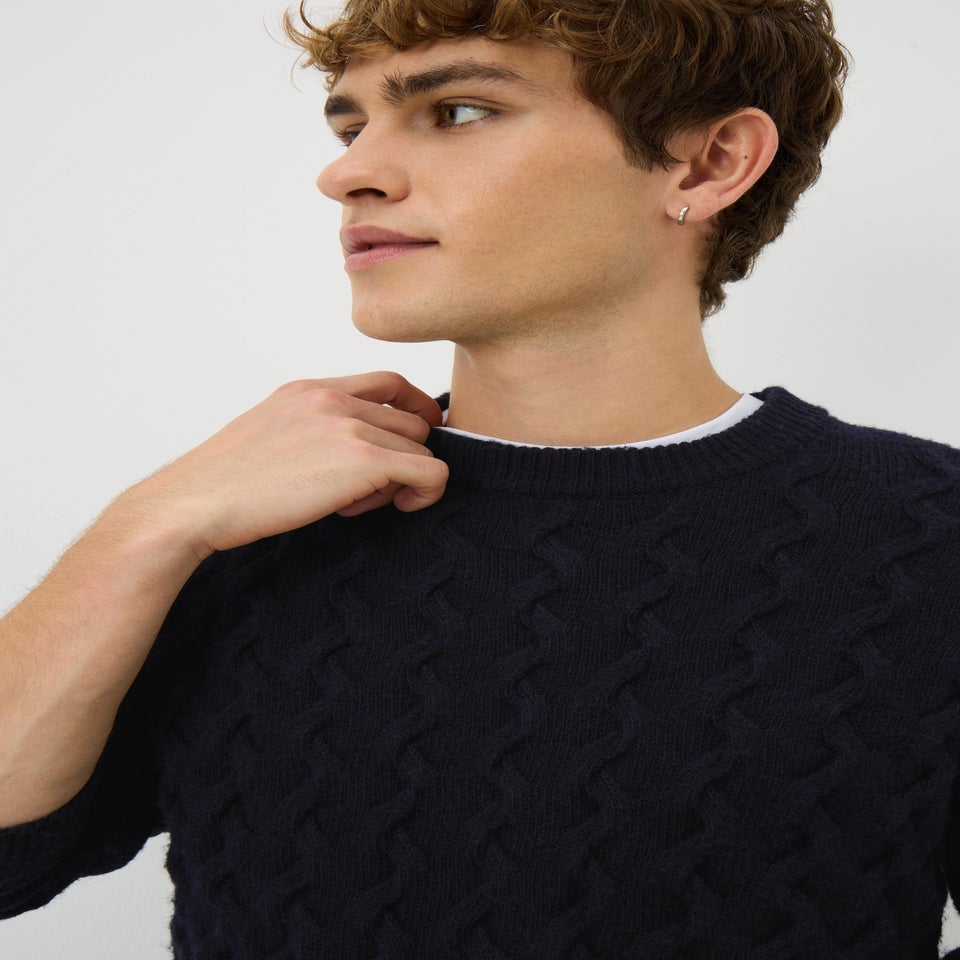 Black Crew Cable Jumper