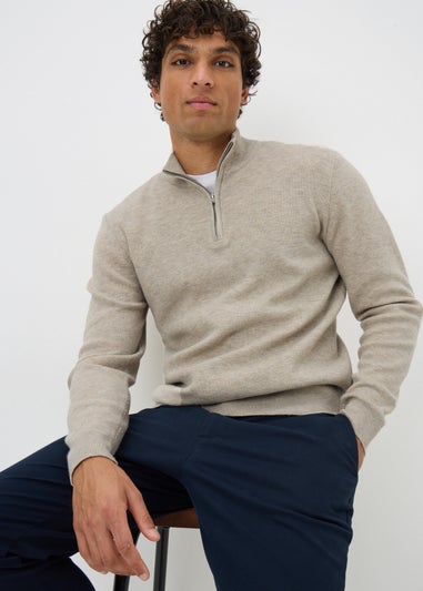 Stone Ribbed 1/4 Zip Jumper